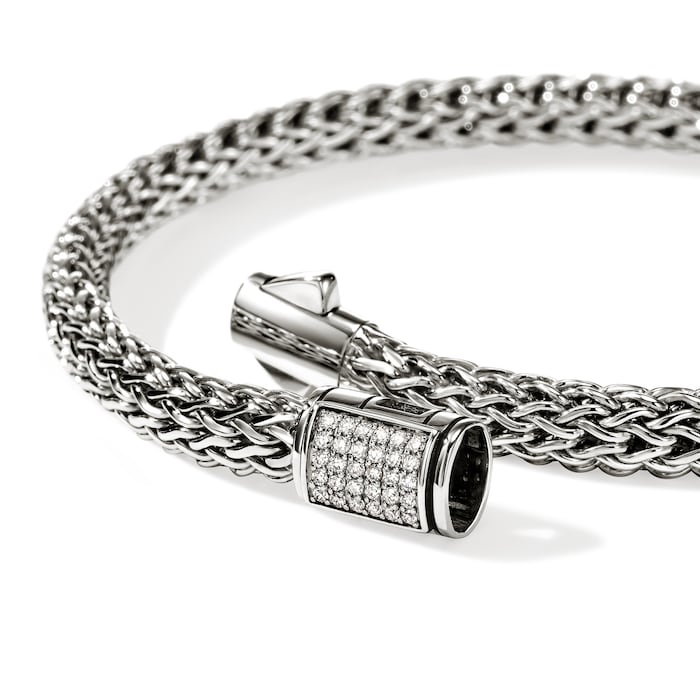 John Hardy Sterling Silver Icon Diamond Bracelet, 5mm - Size Medium