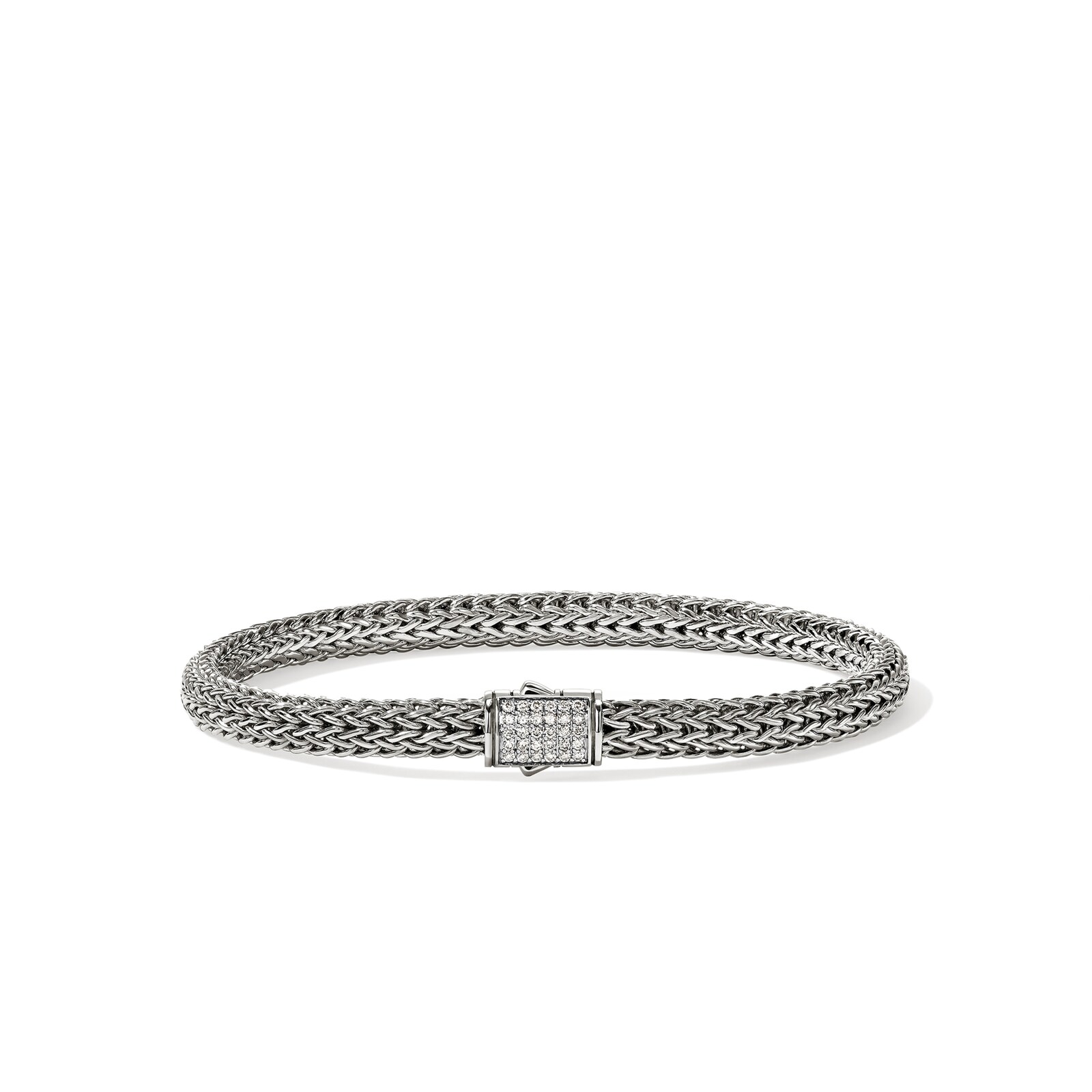 John Hardy Sterling Silver Icon Diamond Bracelet, 5mm - Size Large