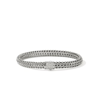 John Hardy Sterling Silver Icon Diamond Bracelet, 6.5mm - Size Small