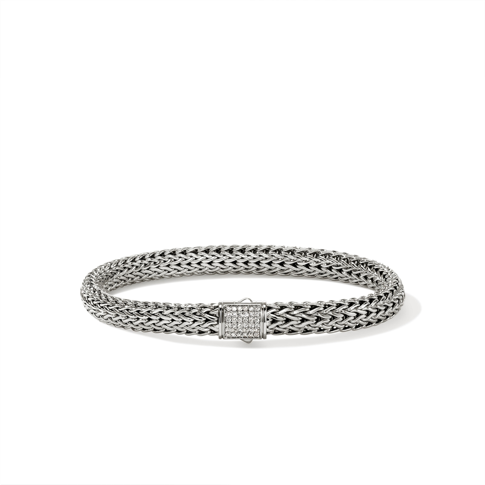 John Hardy Sterling Silver Icon Diamond Bracelet, 6.5mm - Size Small