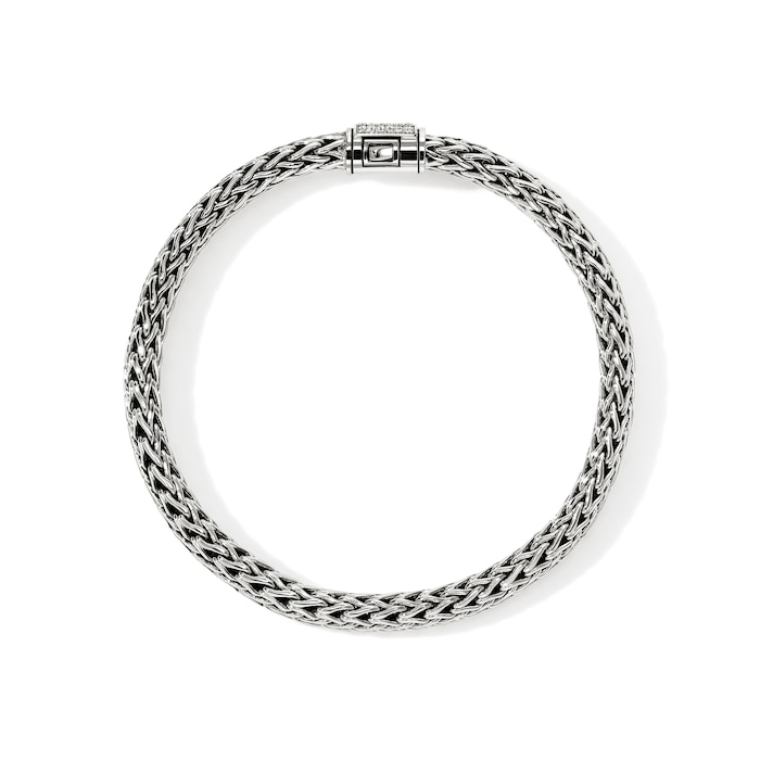 John Hardy Sterling Silver Icon Diamond Bracelet, 6.5mm - Size Small