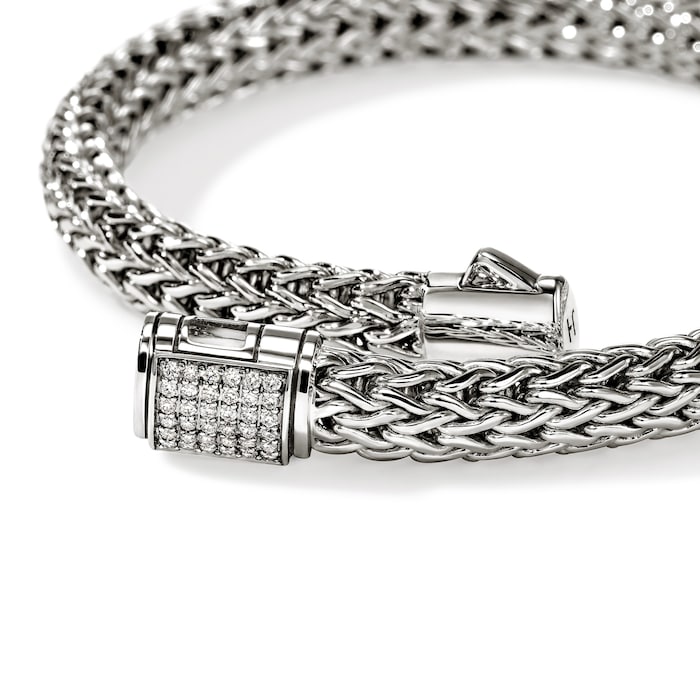 John Hardy Sterling Silver Icon Diamond Bracelet, 6.5mm - Size Small