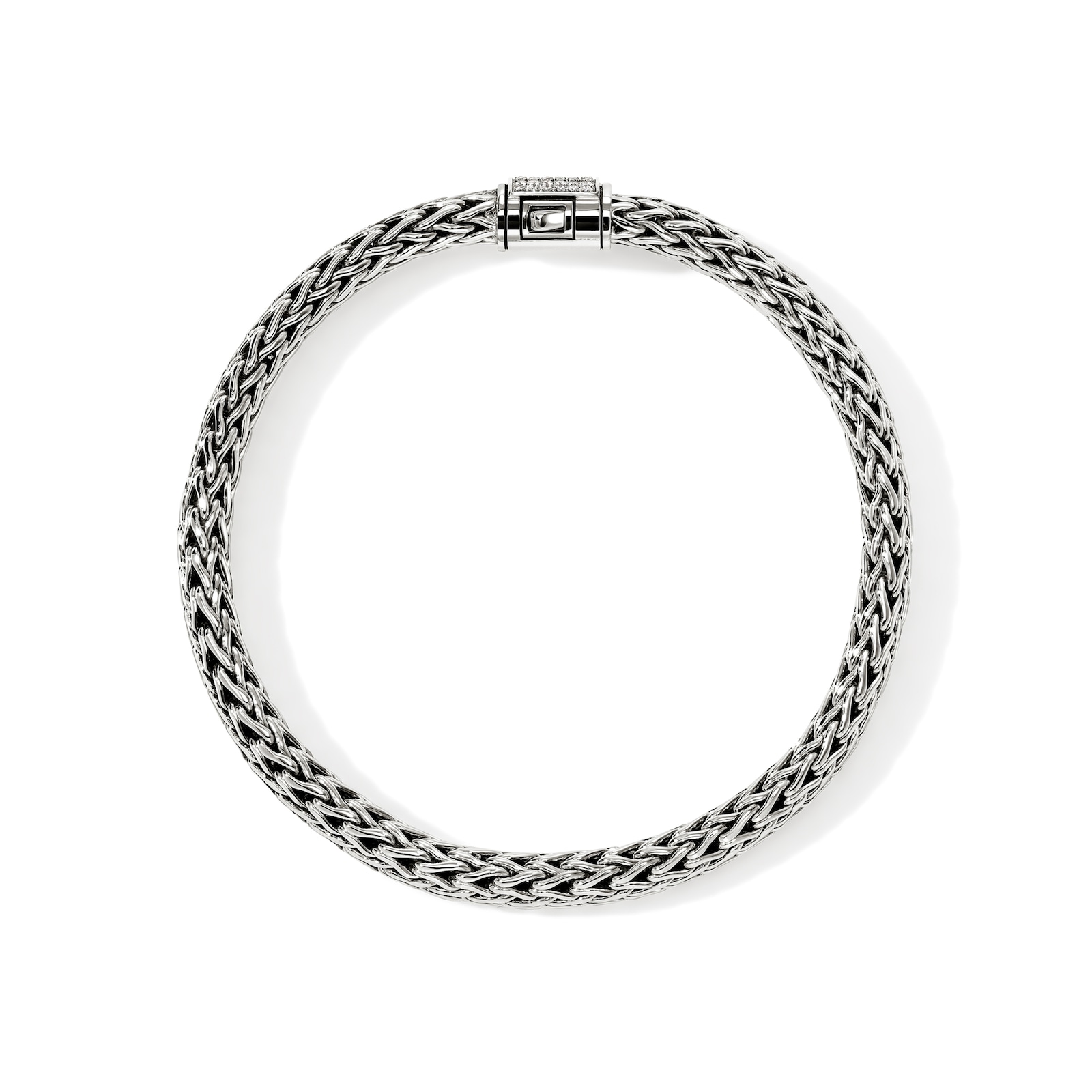 John Hardy Sterling Silver Icon Diamond Bracelet, 6.5mm - Size Medium