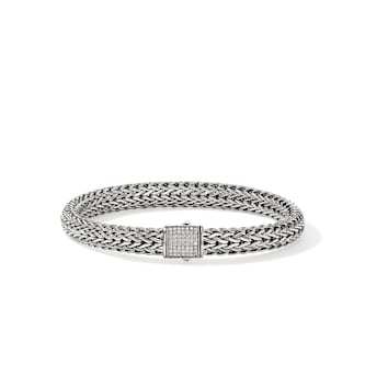 John Hardy Sterling Silver Icon Diamond Bracelet, 7.5mm - Size Small