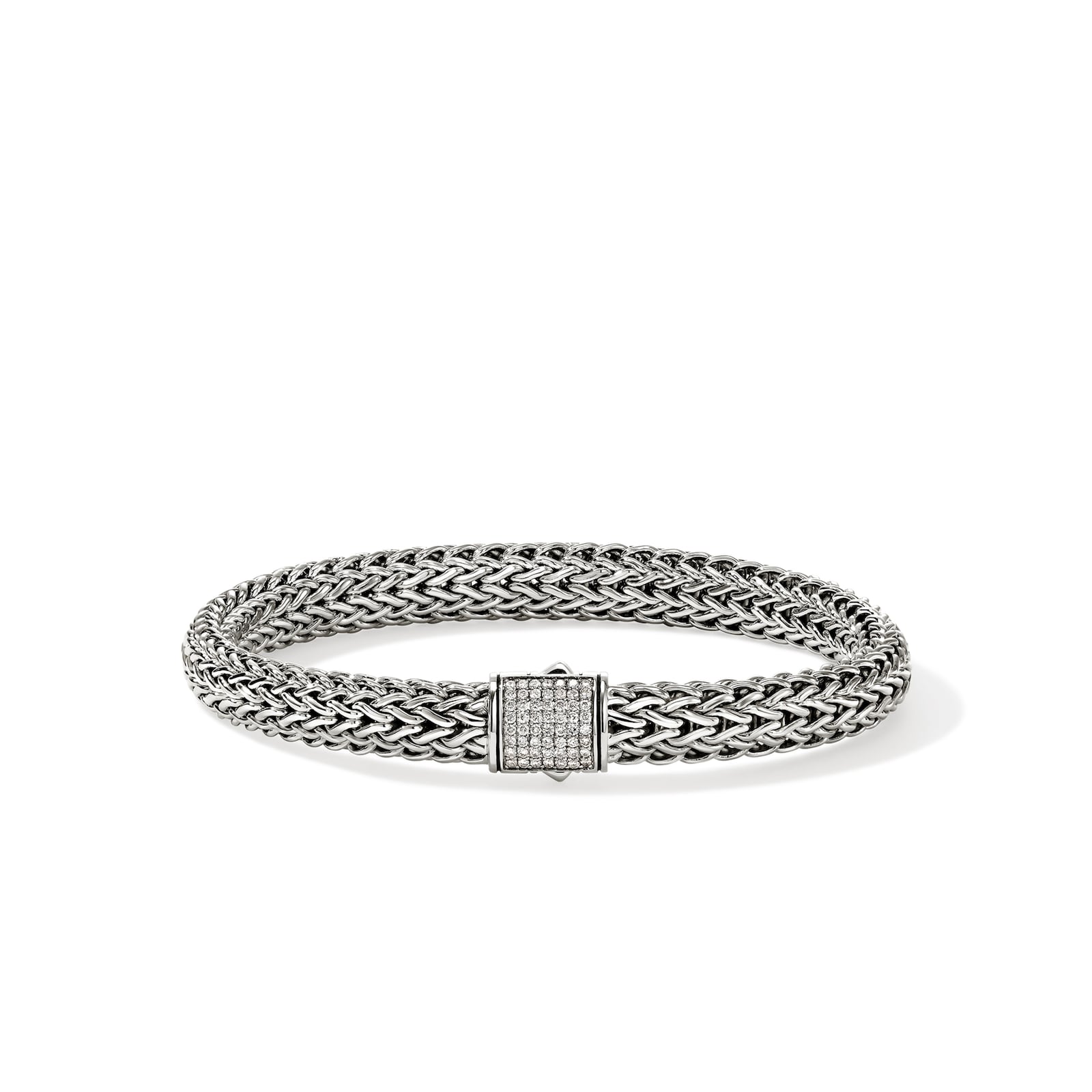 John Hardy Sterling Silver Icon Diamond Bracelet, 7.5mm - Size Small