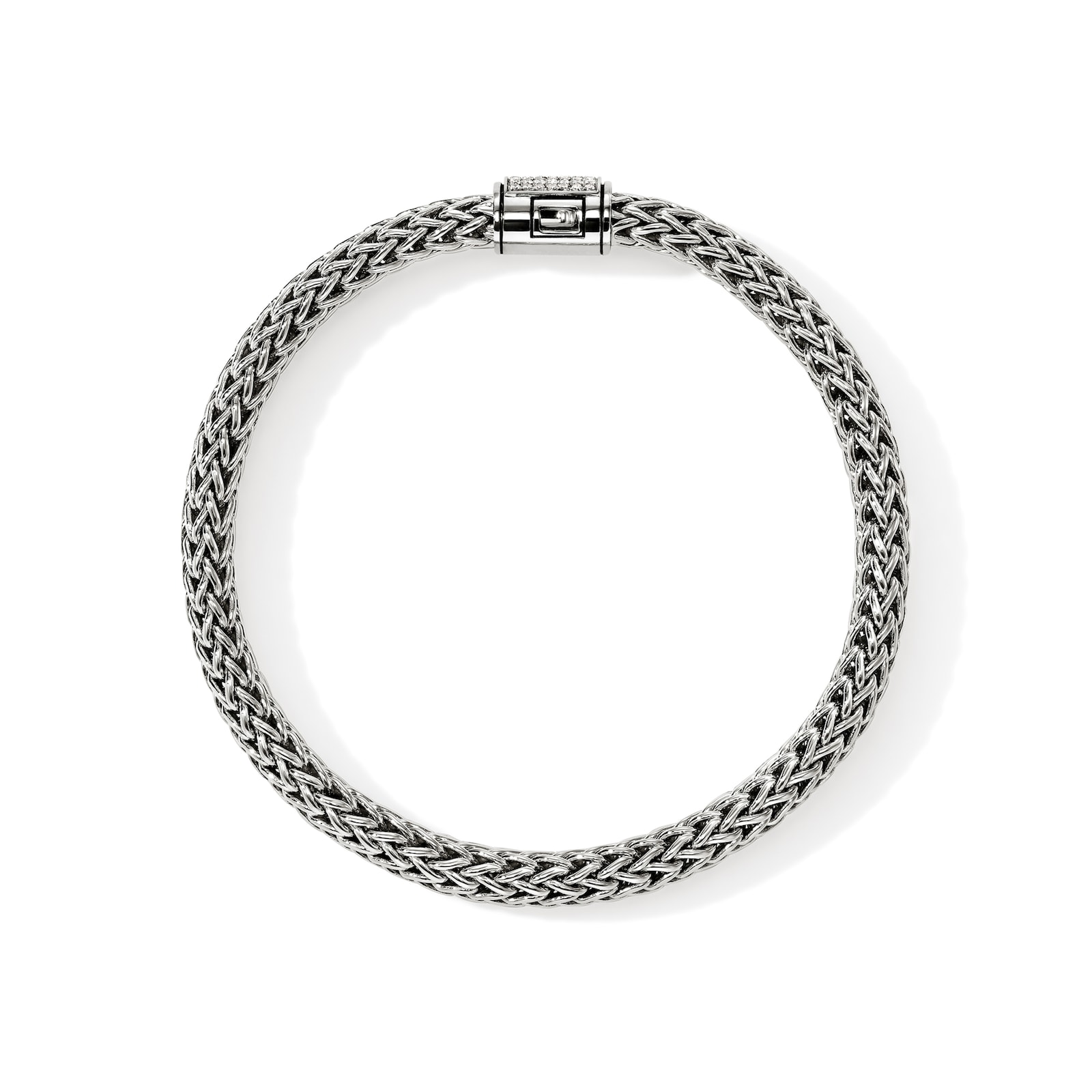 John Hardy Sterling Silver Icon Diamond Bracelet, 7.5mm - Size Medium