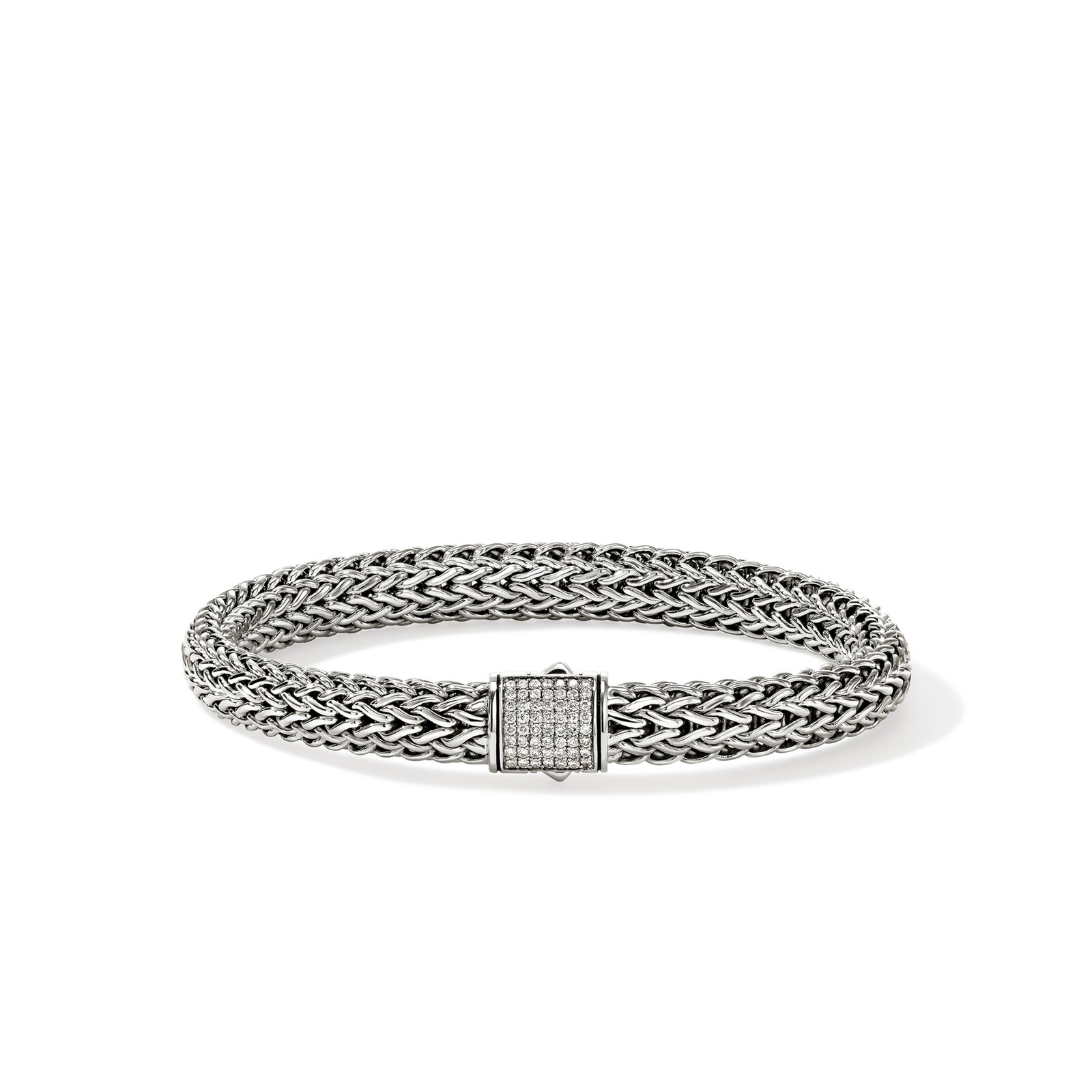 John Hardy Sterling Silver Icon Diamond Bracelet, 7.5mm - Size Large