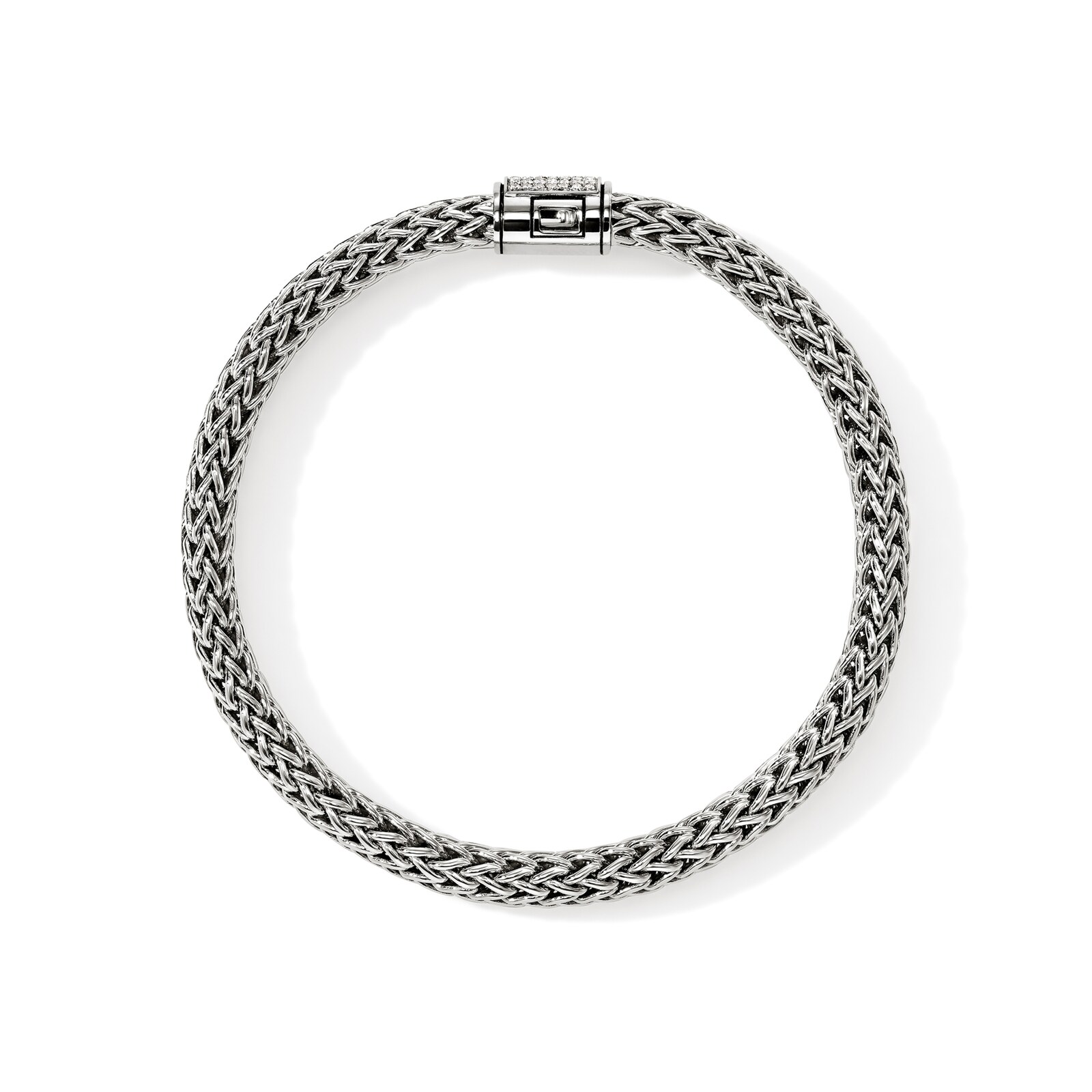 John Hardy Sterling Silver Icon Diamond Bracelet, 7.5mm - Size Large