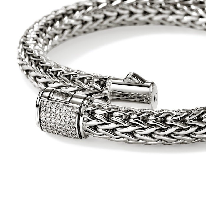 John Hardy Sterling Silver Icon Diamond Bracelet, 7.5mm - Size Large