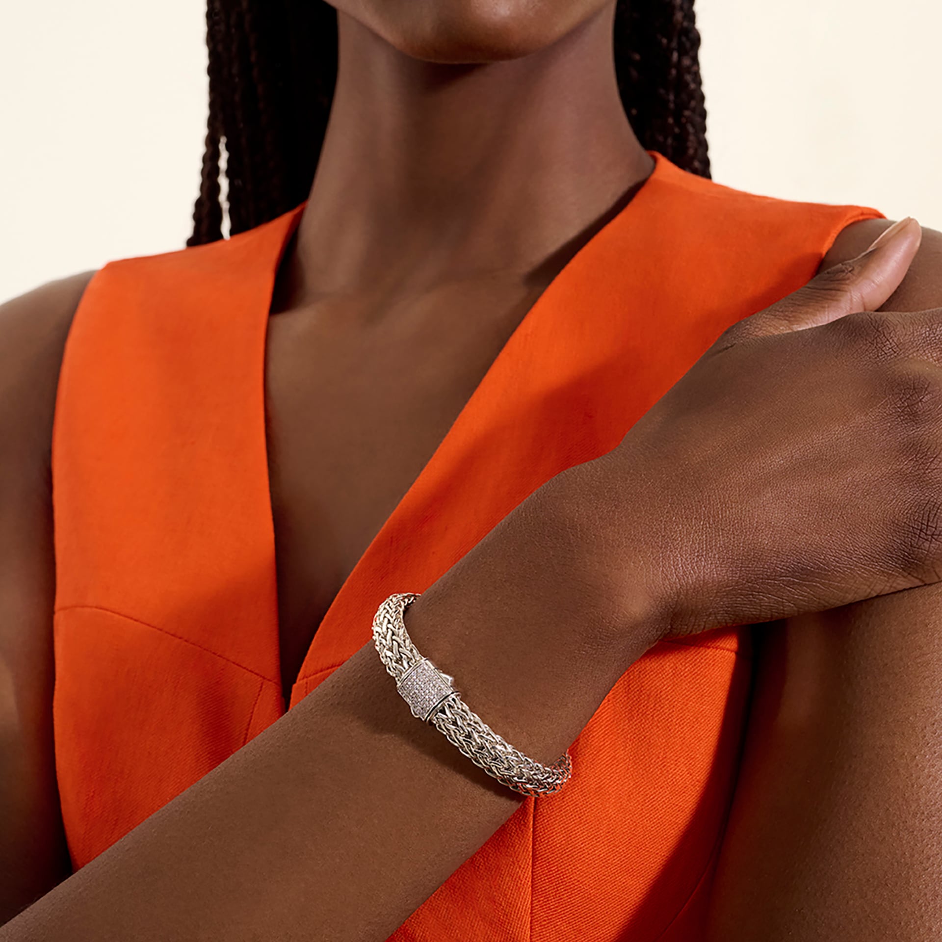 John Hardy Sterling Silver Icon Diamond Bracelet, 10.5mm - Size Small John Hardy Sterling Silver Icon Diamond Bracelet, 10.5mm - Size Small