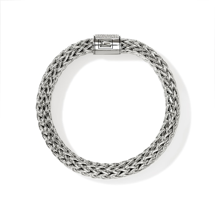 John Hardy Sterling Silver Icon Diamond Bracelet, 10.5mm - Size Small