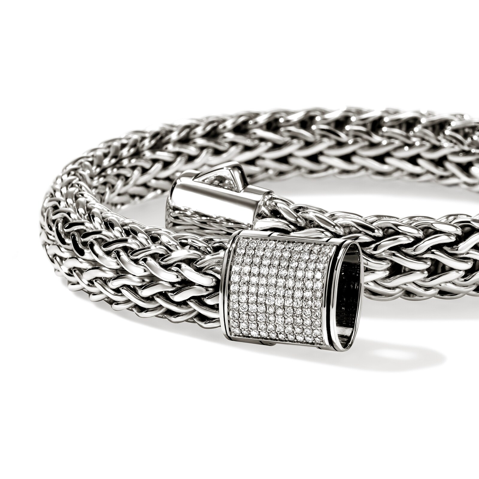 John Hardy Sterling Silver Icon Diamond Bracelet, 10.5mm - Size Small
