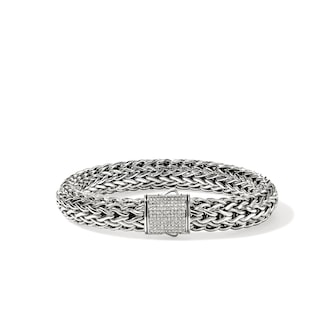 John Hardy Sterling Silver Icon Diamond Bracelet, 10.5mm - Size Large