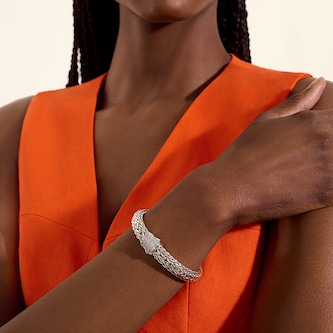 John Hardy Sterling Silver Icon Diamond Bracelet, 10.5mm - Size Large