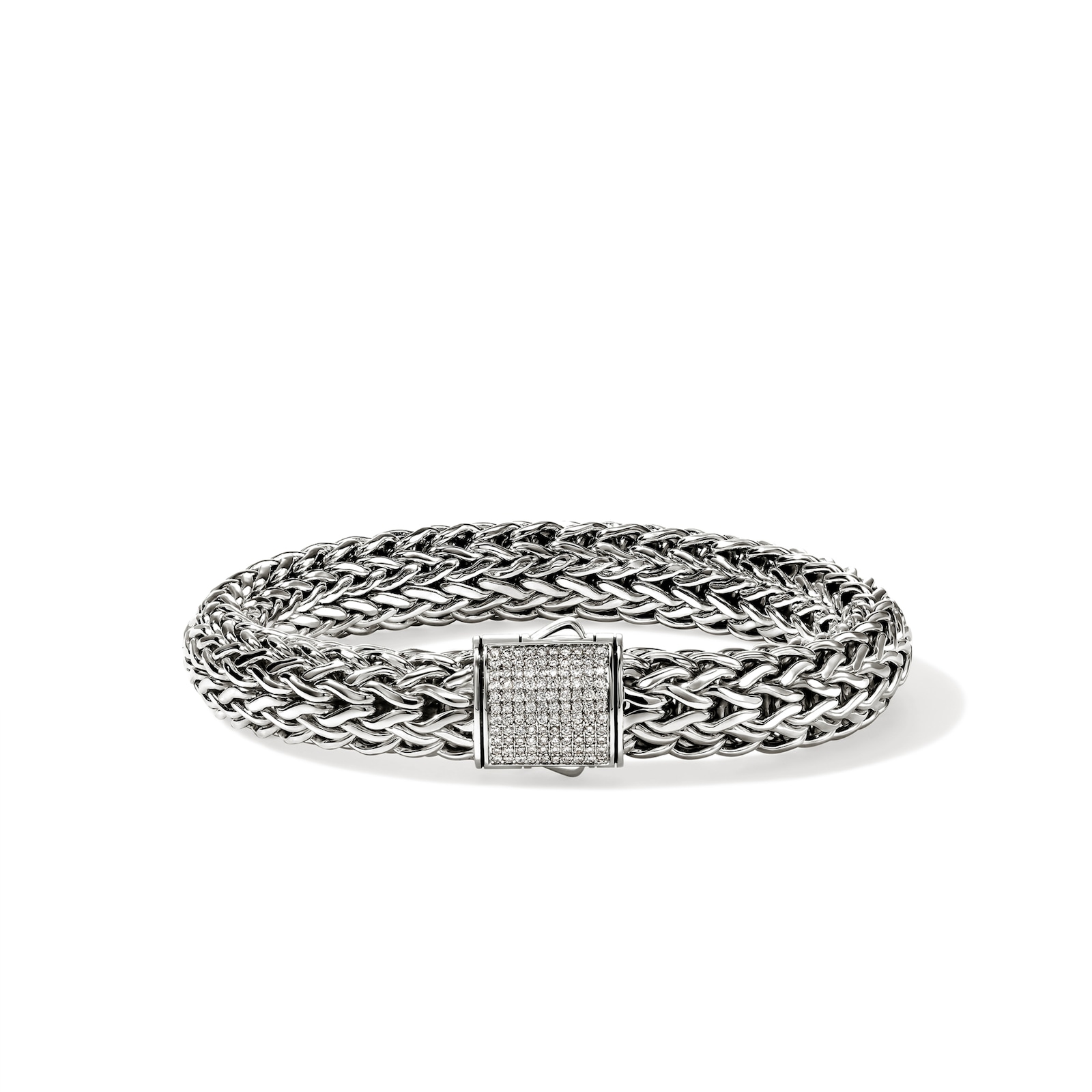 John Hardy Sterling Silver Icon Diamond Bracelet, 10.5mm - Size Extra Large