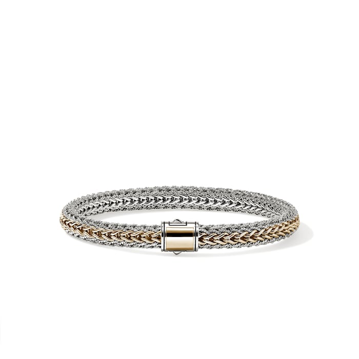 John Hardy Sterling Silver & 14K Yellow Gold Reversible Bracelet, 6.5mm - Size Small