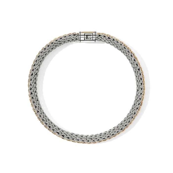 John Hardy Sterling Silver & 14K Yellow Gold Reversible Bracelet, 6.5mm - Size Small