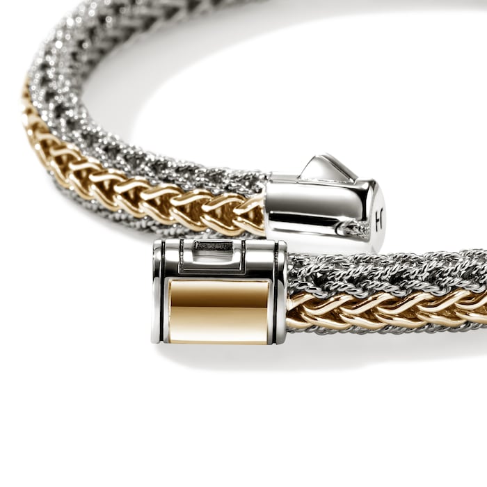 John Hardy Sterling Silver & 14K Yellow Gold Reversible Bracelet, 6.5mm - Size Small