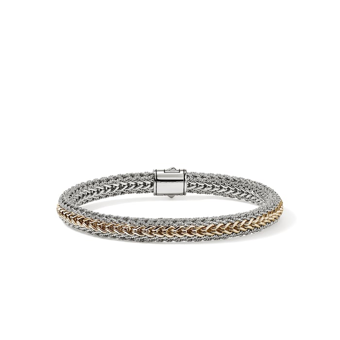John Hardy Sterling Silver & 14K Yellow Gold Reversible Bracelet, 6.5mm - Size Large
