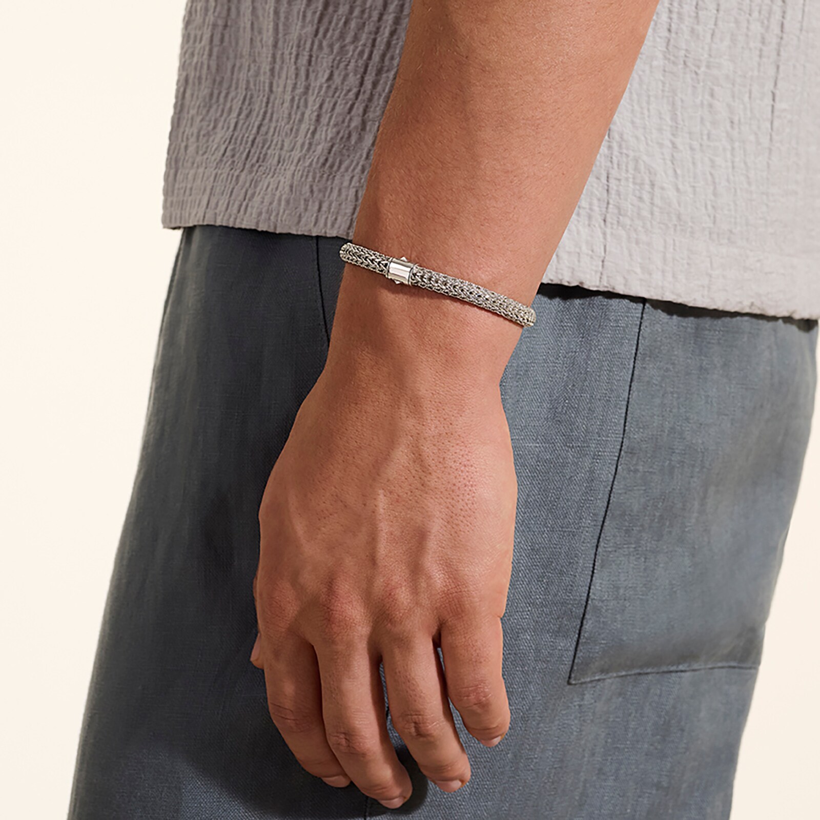 John Hardy Sterling Silver & 14K Yellow Gold Reversible Bracelet, 6.5mm - Size Large