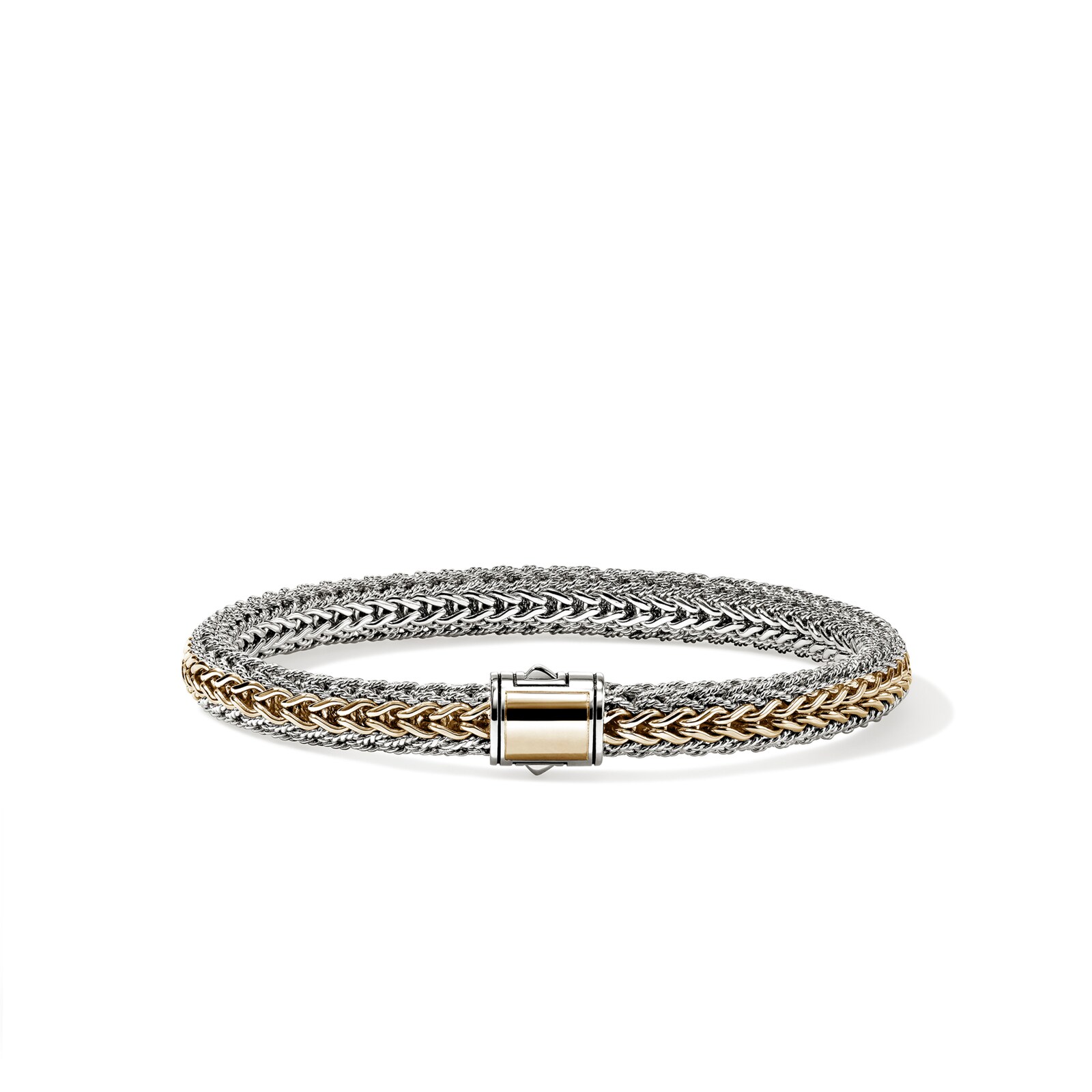 John Hardy Sterling Silver & 14K Yellow Gold Reversible Bracelet, 6.5mm - Size Extra Large