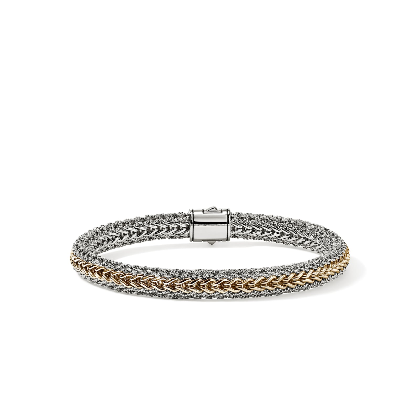 John Hardy Sterling Silver & 14K Yellow Gold Reversible Bracelet, 6.5mm - Size Extra Large