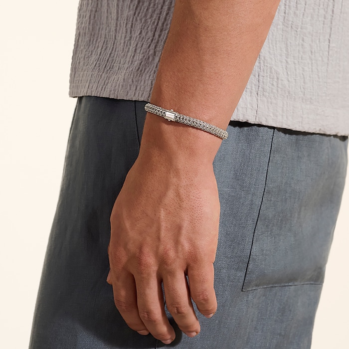John Hardy Sterling Silver & 14K Yellow Gold Reversible Bracelet, 6.5mm - Size Extra Large