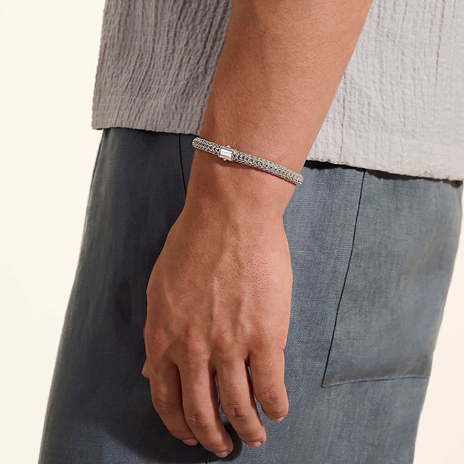 John Hardy Sterling Silver & 14K Yellow Gold Reversible Bracelet, 6.5mm - Size Extra Large