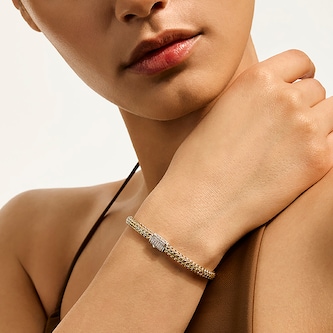 John Hardy Sterling Silver & 14K Yellow Gold Reversible Diamond Bracelet, 5mm - Size Medium