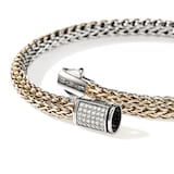 John Hardy Sterling Silver & 14K Yellow Gold Reversible Diamond Bracelet, 5mm - Size Large