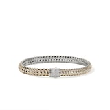 John Hardy Sterling Silver & 14K Yellow Gold Reversible Diamond Bracelet, 6.5mm - Size Small