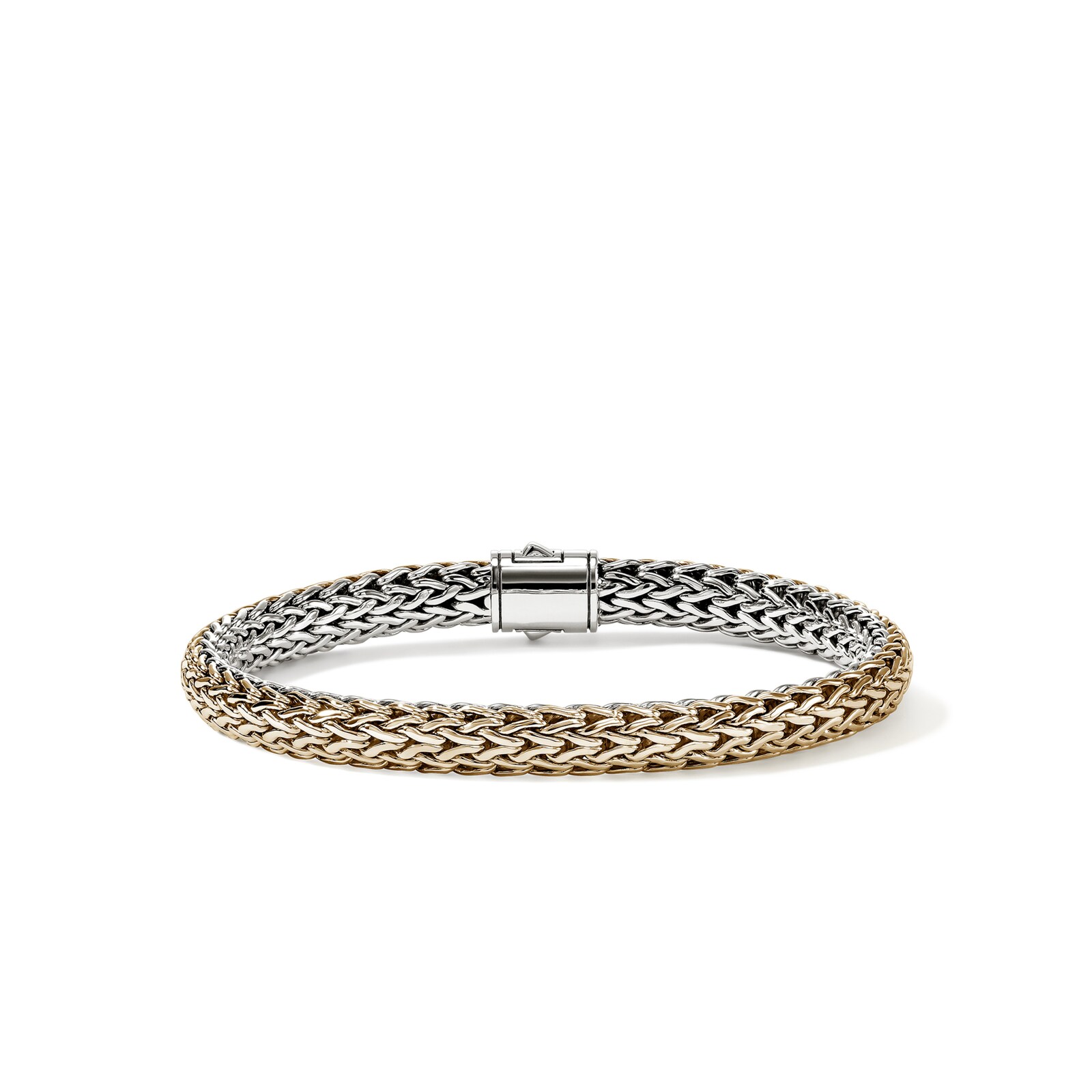 John Hardy Sterling Silver & 14K Yellow Gold Reversible Diamond Bracelet, 6.5mm - Size Small