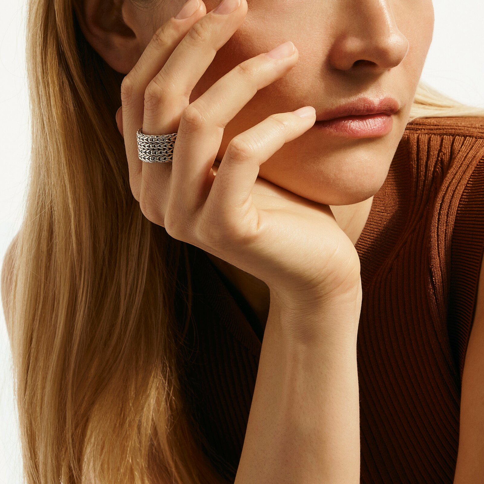 John Hardy Sterling Silver Icon Link Chain Ring, 12mm - Size 6