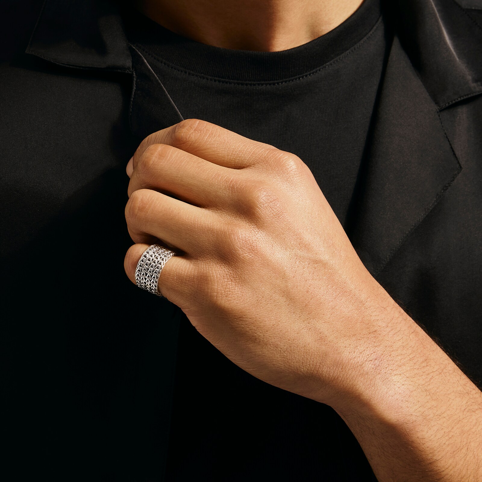 John Hardy Sterling Silver Icon Link Chain Ring, 12mm - Size 12