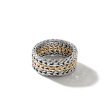 John Hardy Sterling Silver & 18K Yellow Gold Icon Chain Link Ring - Size 7