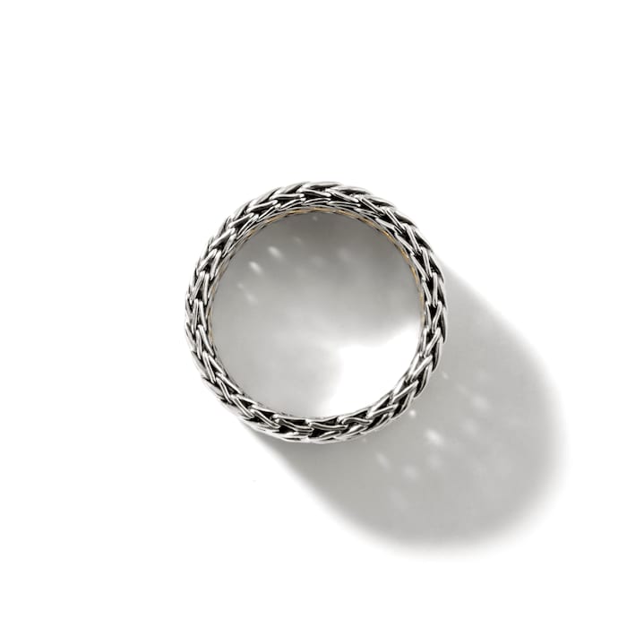 John Hardy Sterling Silver & 18K Yellow Gold Icon Chain Link Ring - Size 9
