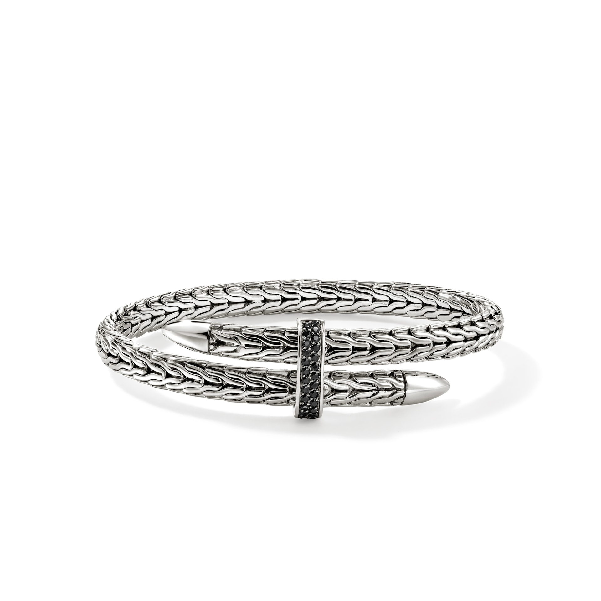 John Hardy Sterling Silver Spear Black Sapphire Flex Cuff Bracelet, 5.5mm - Size Small John Hardy Sterling Silver Spear Black Sapphire Flex Cuff Bracelet, 5.5mm - Size Small