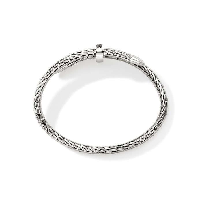 John Hardy Sterling Silver Spear Black Sapphire Flex Cuff Bracelet, 5.5mm - Size Large