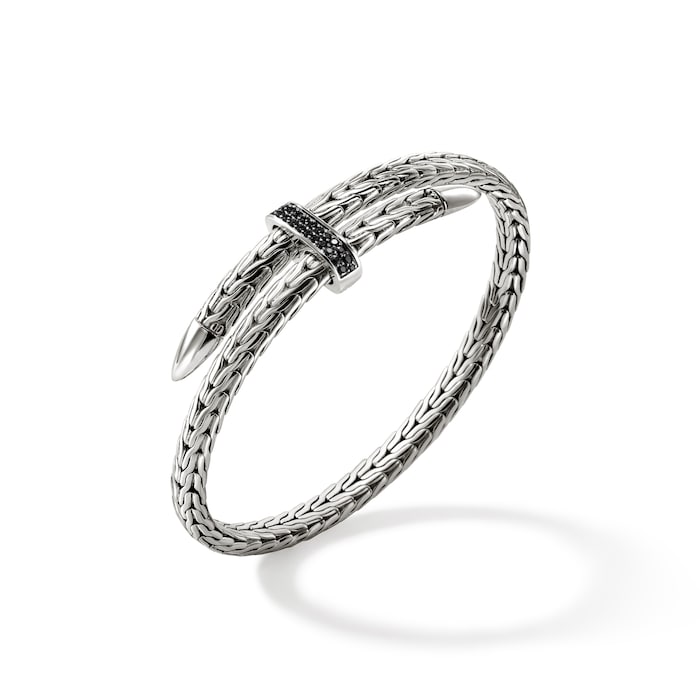 John Hardy Sterling Silver Spear Black Sapphire Flex Cuff Bracelet, 5.5mm - Size Large