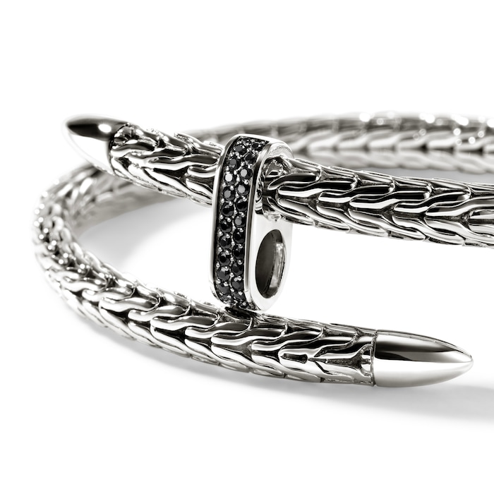 John Hardy Sterling Silver Spear Black Sapphire Flex Cuff Bracelet, 5.5mm - Size Large