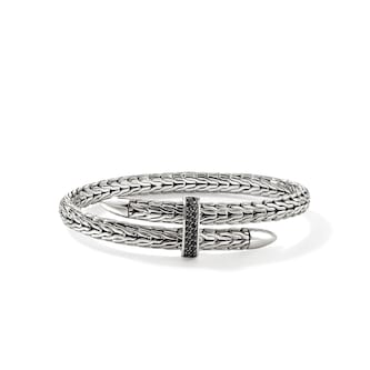 John Hardy Sterling Silver Spear Black Sapphire Flex Cuff Bracelet, 5.5mm - Size Extra Large