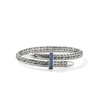 John Hardy Sterling Silver Spear Blue Sapphire Flex Cuff Bracelet, 5.5mm - Size Medium