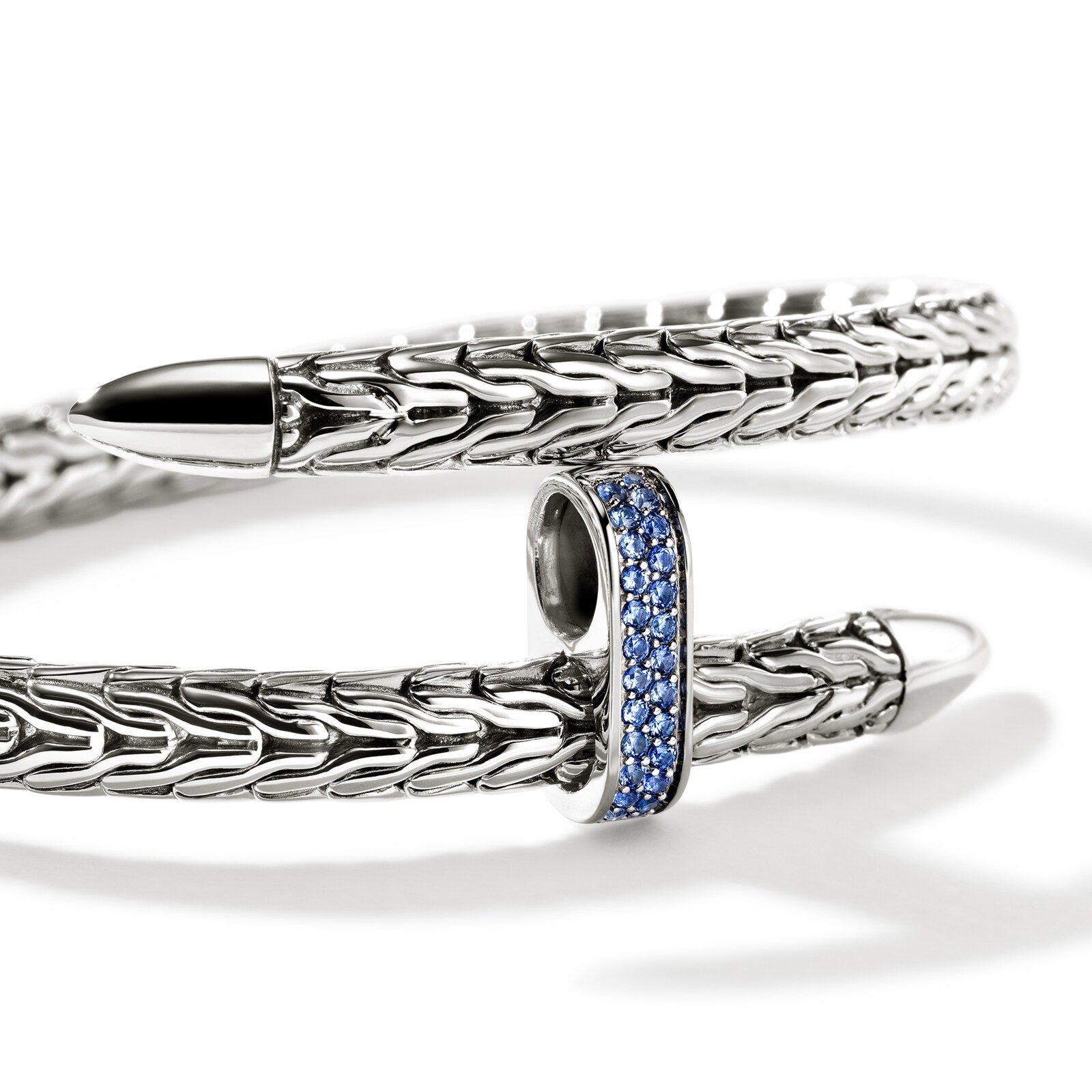 John Hardy Sterling Silver Spear Blue Sapphire Flex Cuff Bracelet, 5.5mm - Size Medium