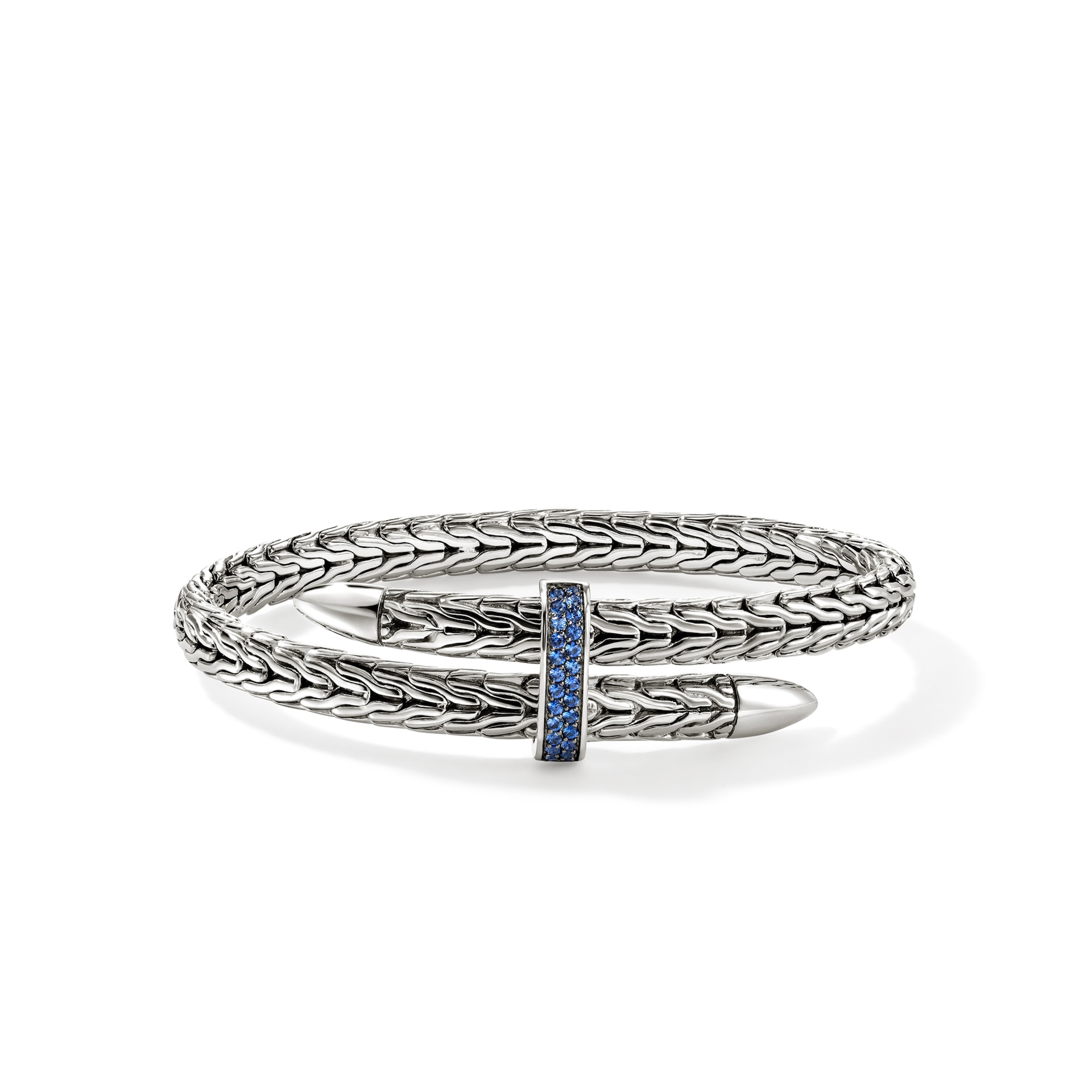 John Hardy Sterling Silver Spear Blue Sapphire Flex Cuff Bracelet, 5.5mm - Size Large John Hardy Sterling Silver Spear Blue Sapphire Flex Cuff Bracelet, 5.5mm - Size Large