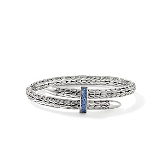 John Hardy Sterling Silver Spear Blue Sapphire Flex Cuff Bracelet, 5.5mm - Size Large