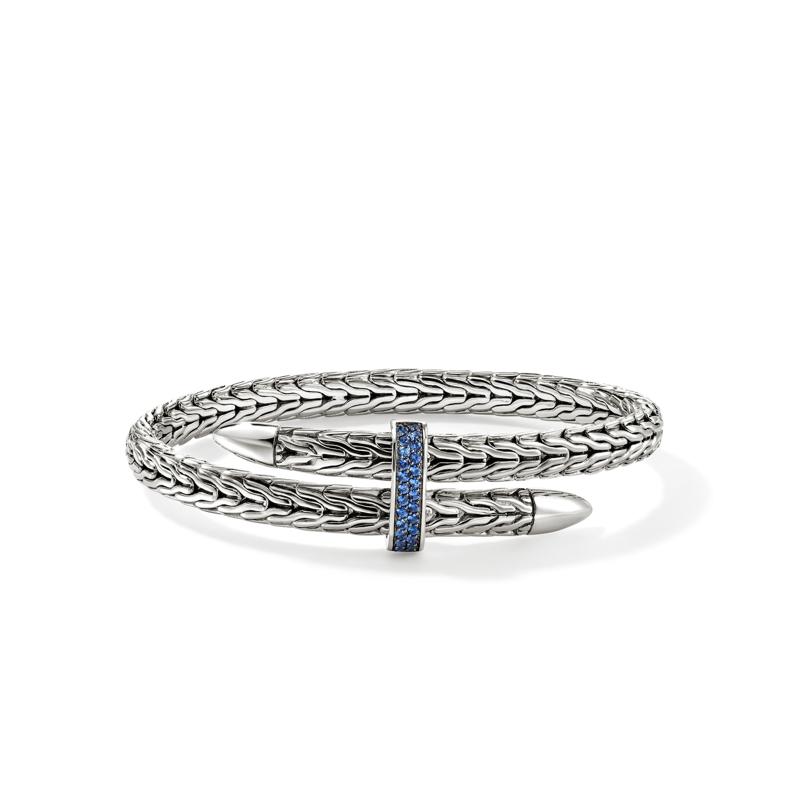 John Hardy Sterling Silver Spear Blue Sapphire Flex Cuff Bracelet, 5.5mm - Size Large