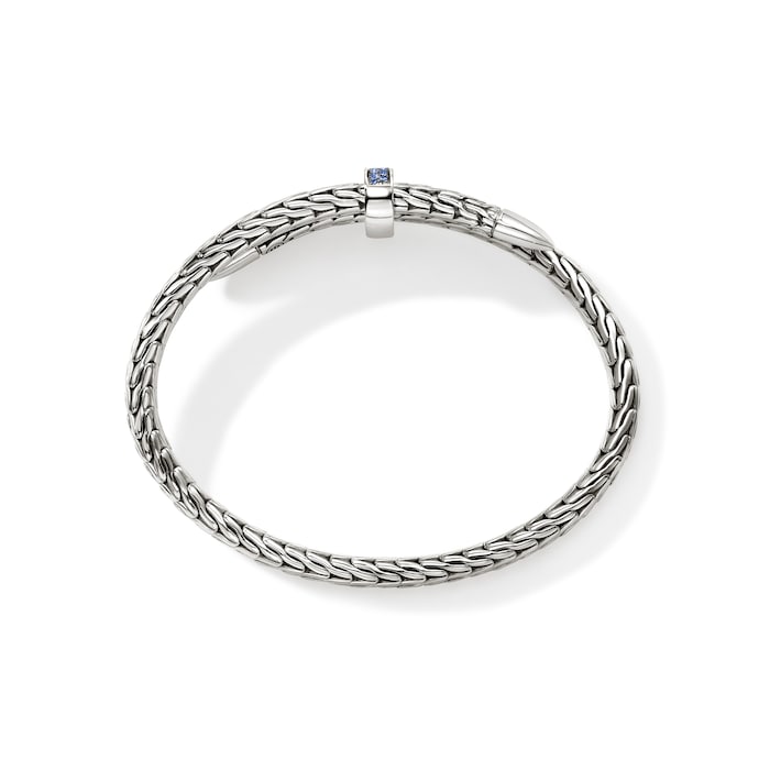 John Hardy Sterling Silver Spear Blue Sapphire Flex Cuff Bracelet, 5.5mm - Size Large