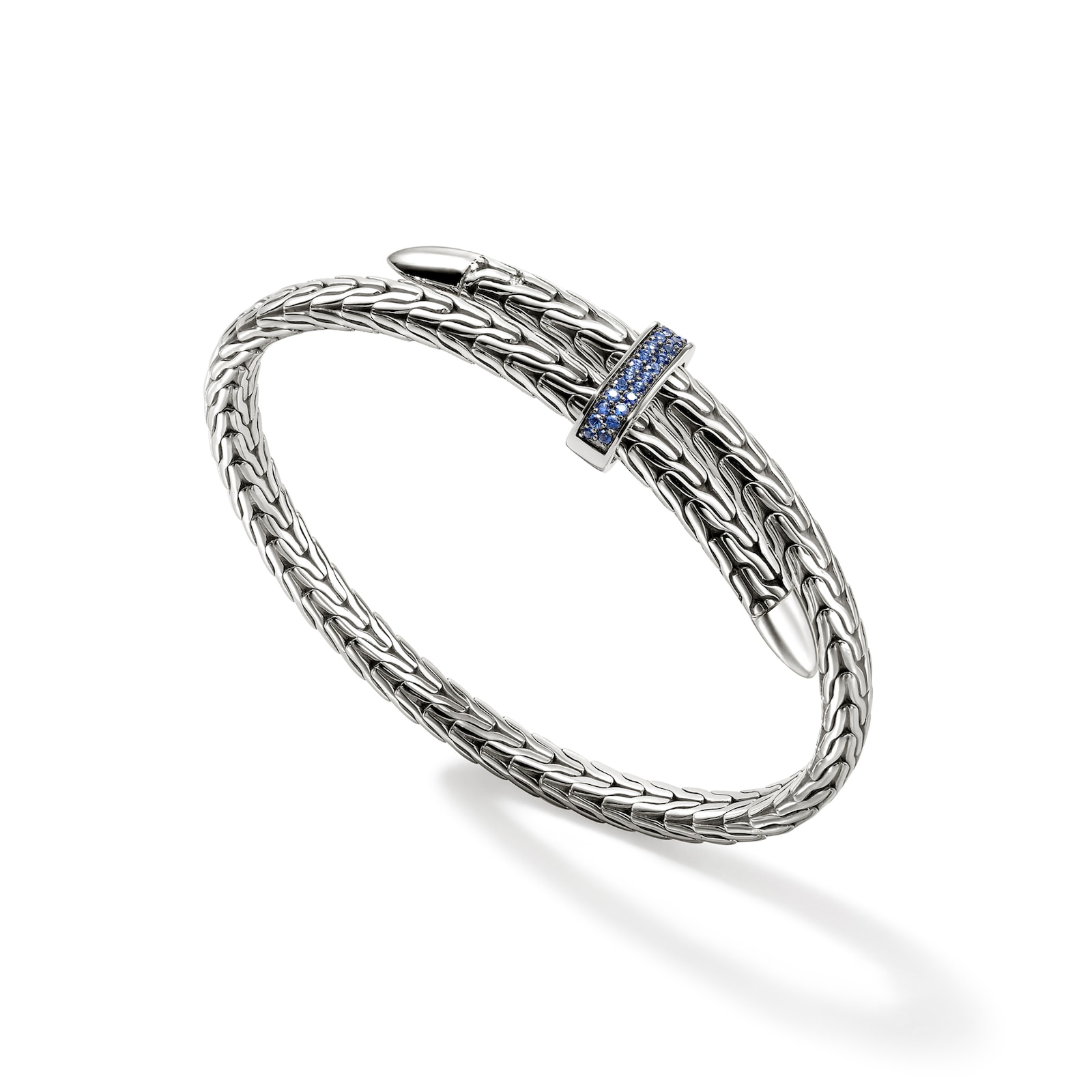 John Hardy Sterling Silver Spear Blue Sapphire Flex Cuff Bracelet, 5.5mm - Size Large