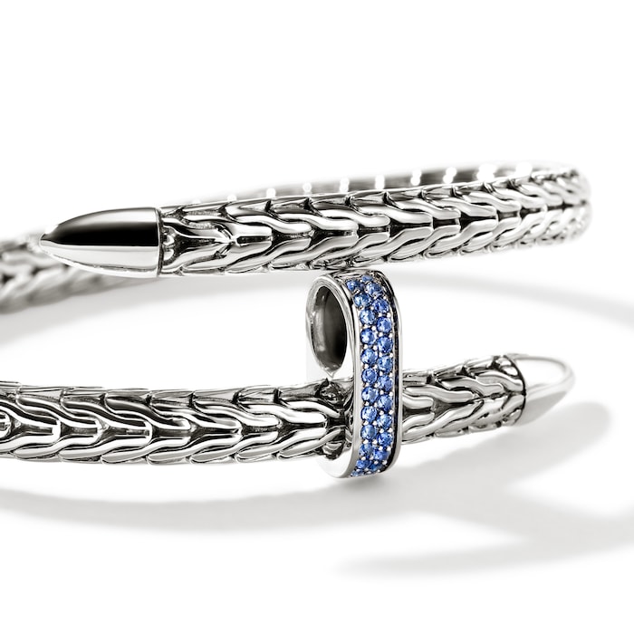 John Hardy Sterling Silver Spear Blue Sapphire Flex Cuff Bracelet, 5.5mm - Size Large