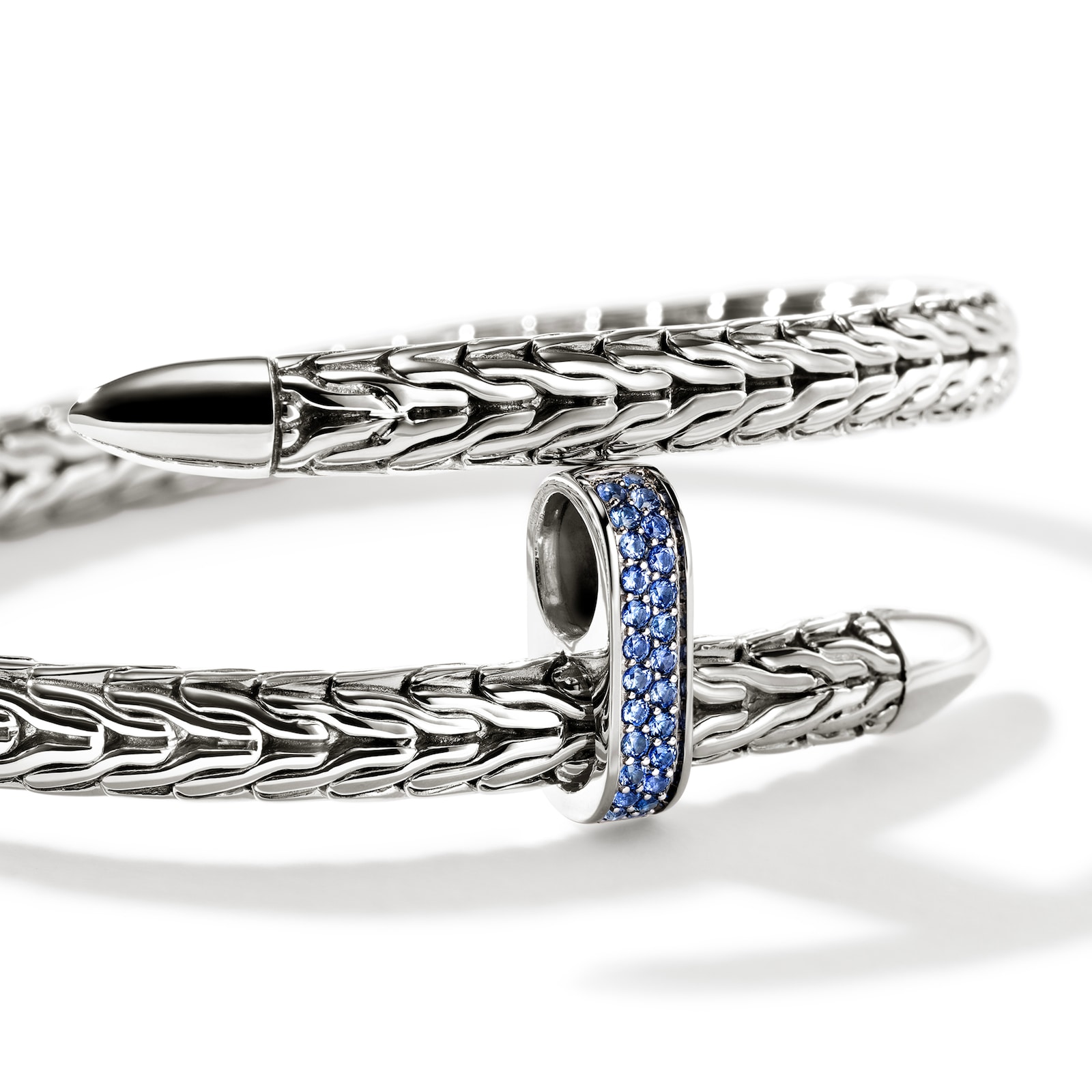 John Hardy Sterling Silver Spear Blue Sapphire Flex Cuff Bracelet, 5.5mm - Size Large